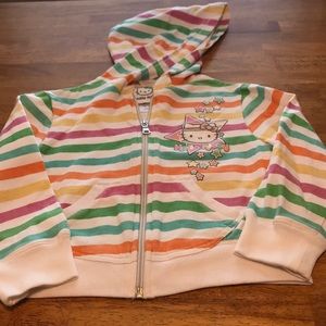 Girls Hello Kitty Stripped Zip-Up Hoodie
